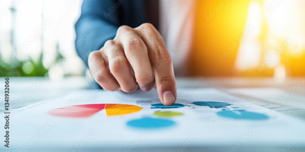 Aufkleber Collaborative Data-Driven Strategy Millennial Professionals Analyzing Colorful Performance Metrics in Sunlit Modern Workspace - Innovative Business Intelligence Visualization