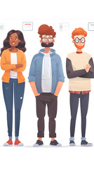 Illustration of Three Diverse User Experience (UX) Persona Examples for a Mobile App