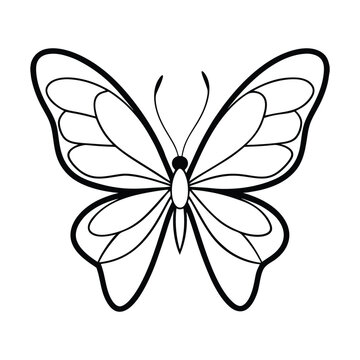 recommend clip art: Simple black and white butterfly line art vector illustration