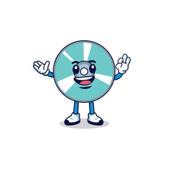 Funny disc character mascot illustration