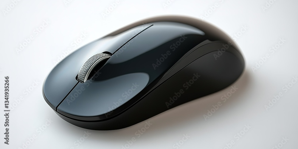 Poster Wireless computer mouse resting on smooth surface with sleek design