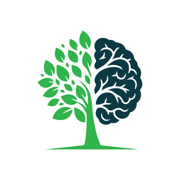 brain tree vector silhouette clip art logo design