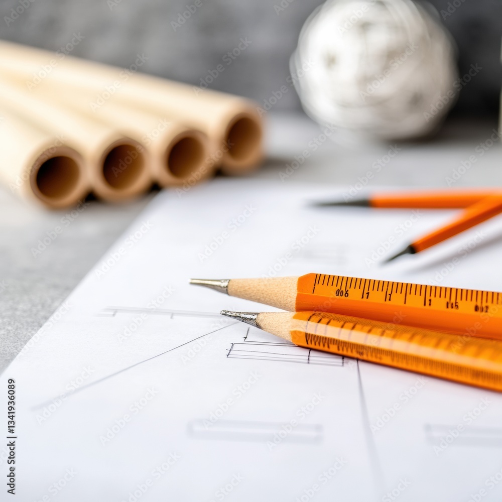 Aufkleber Agile Design Engineering Minimalist Blueprint Workflow with Precision Tools - Next-Gen Project Management and Sustainable Architectural Innovation
