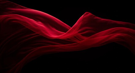 Obraz premium 深紅の布、優雅に舞う 闇夜に浮かぶ鮮やかな赤