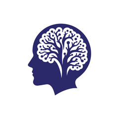 brain tree vector silhouette clip art logo design