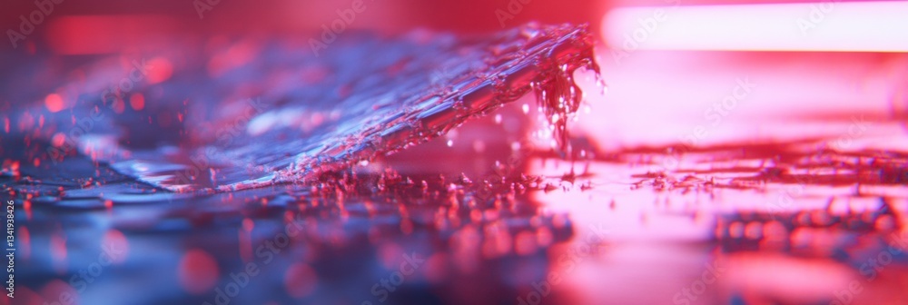 Poster cyberpunk liquid dynamics immersive digital art with neon chromatic fluid motion - tech innovation a