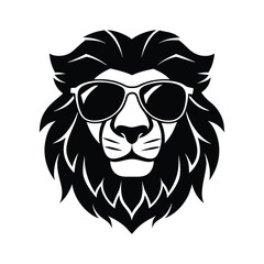 lion wearing sunglasses silhouette art