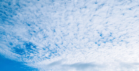 Dramatic blue sky background. Vast sky landscape panoramic scene
