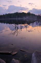 The Chebarkul Lake in Southern Urals, Russia, summer sunset water landscape. The Chebarkul Lake is famous for meteor falling in its water in 2013