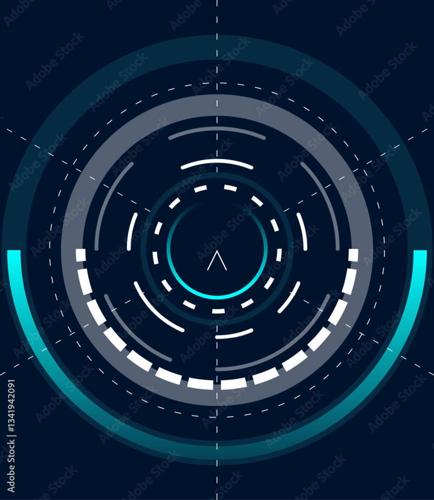 Aufkleber circular loading bar spinning and showing progress, with futuristic design and glowing blue and gray
