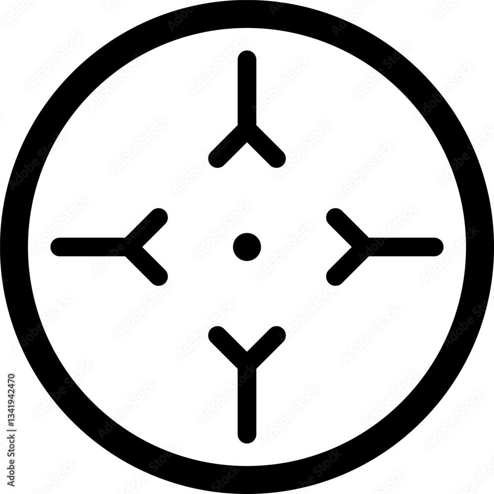 Poster target icon aiming center point inside a circle with crosshairs focusing objective, representing acc