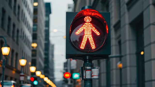 Pedestrian traffic light in the city.