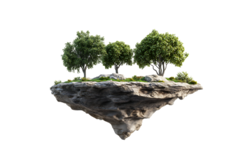 Magical Floating Island with Lush Green Trees