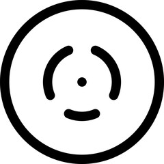 Simple radar icon featuring curved lines converging at a central point, enclosed within a circle. Representing detection and tracking, emphasizing precision and technology in monitoring