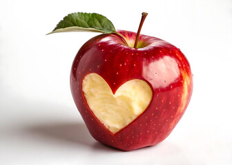 red apple with heart
