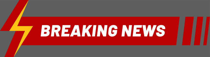 Red banner featuring breaking news text alongside a lightning bolt, symbolizing urgent and important information for global events and updates in the fast paced media landscape