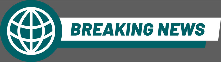 Breaking news banner with globe icon is informing people about current events and happenings worldwide, emphasizing global reach and instant updates