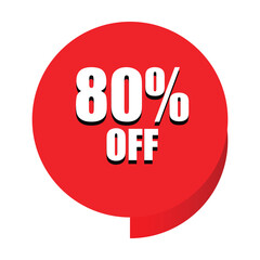 80 Percent Off Sale Badge and Promotional Sticker on White Background
