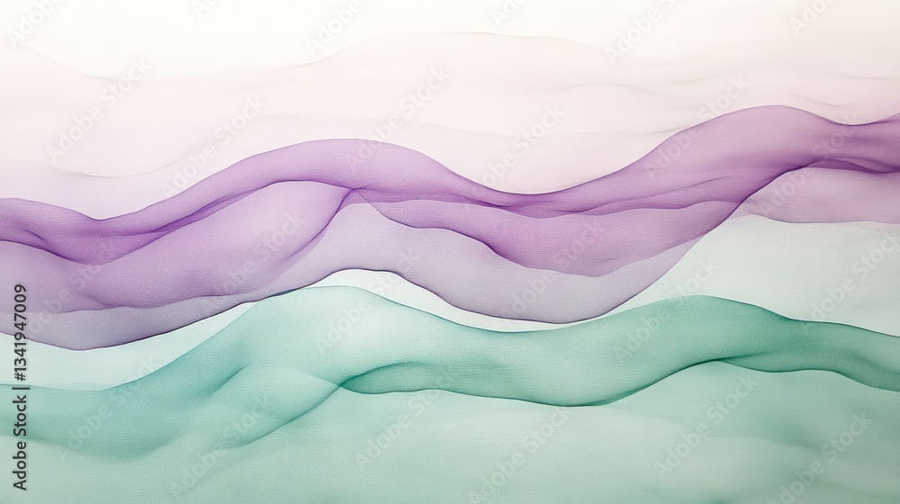 Poster ethereal fabric layers creating an abstract wave pattern, delicate and soft