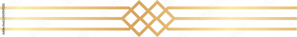 Poster golden geometric patterns creating rhombuses and horizontal lines over a white background, forming a