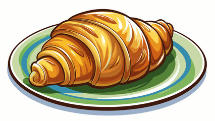 croissant on a plate, neutral surface White background