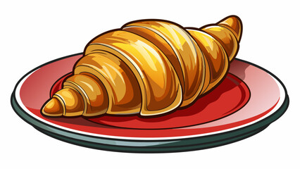 croissant on a plate, neutral surface White background