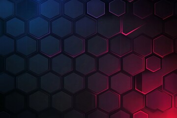 Fototapeta premium Abstract background with a geometric hexagon pattern in blue and red colors, a dark gradient, vector illustration, flat design, vector style, dark grey background, 