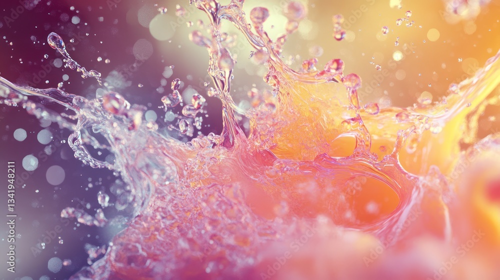 Poster dynamic splash of vibrant liquid creating a captivating visual experience