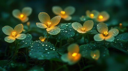 Glowing flowers in the night