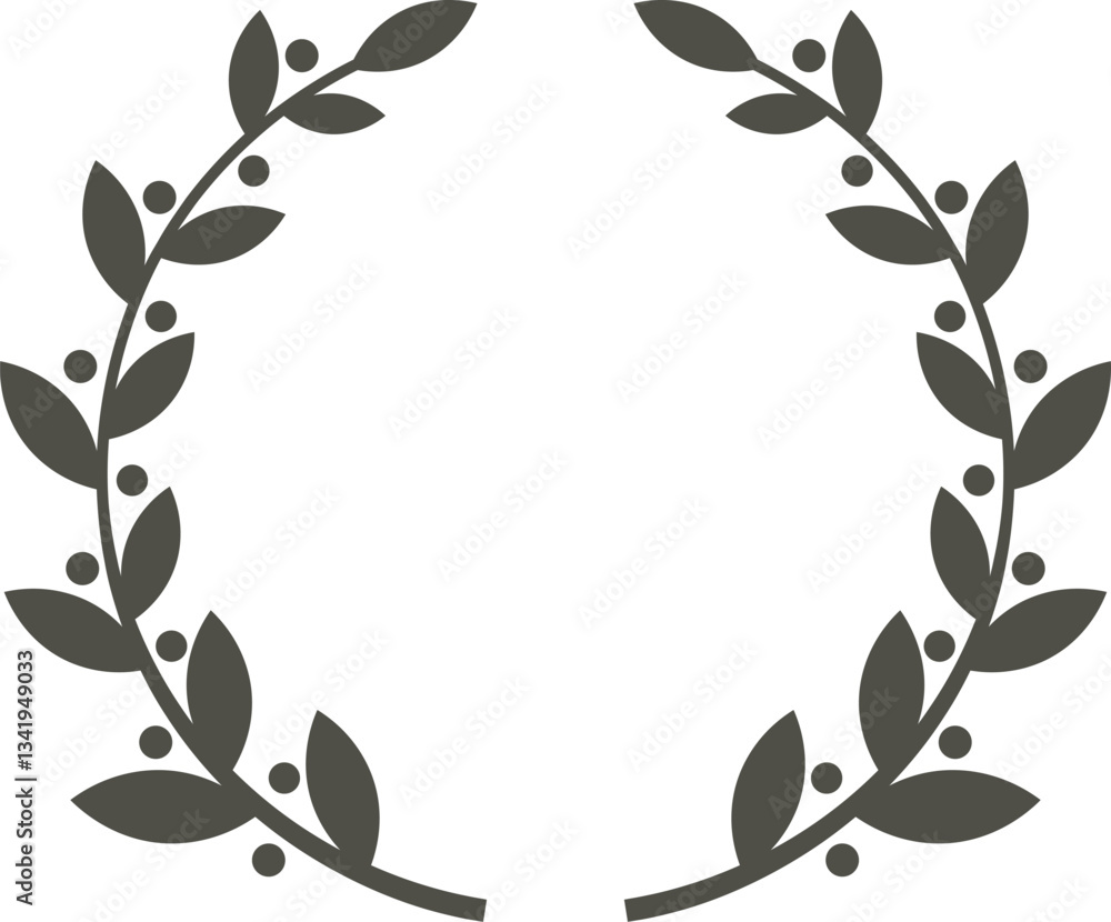 Aufkleber minimalist dark gray laurel wreath forming a circular frame with ample copy space, perfect for showc