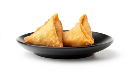 Chifastyle fried wontons displayed on black plate  visual appeal