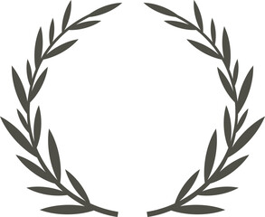 Symmetrical circular laurel wreath creating a minimalist and elegant frame, ideal for awards, logos, or decorative elements, symbolizing victory, achievement, and peace