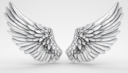 Detailed Black And White Angel Wings With A Realistic Appearance Available In Stock. Find Them Now! Unique Design For Various Uses.