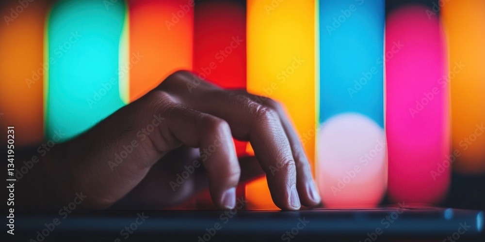 Poster chromatic digital workspace vibrant ux design and immersive color psychology in modern tech innovati