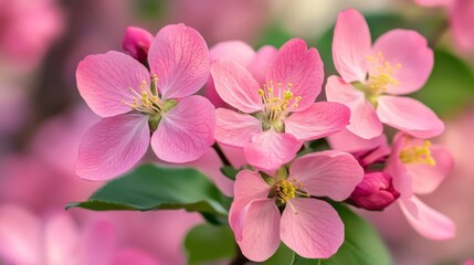 Close Up of Delicate Pink Blossoms in Spring