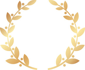 Circular golden laurel wreath symbolizing success, achievement, and victory, representing honor and glory. Ideal for awards, logos, and various decorative applications