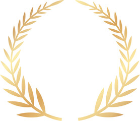 Circular golden laurel wreath representing success, achievement, and victory, serving as an ideal symbol for awards, logos, and emblems celebrating triumph and excellence