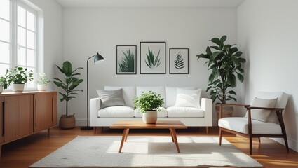 Modern living room with wooden floor