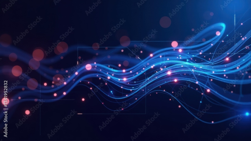 Poster abstract digital network flowing in dark background