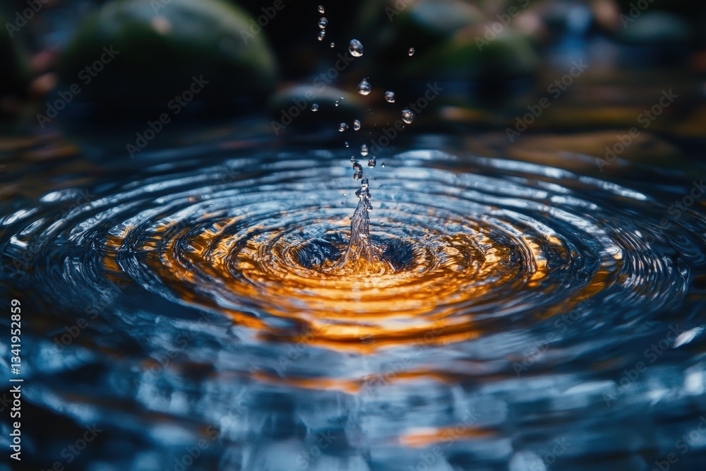 Poster ripples of energy radiating from a central point in a tranquil water body exhibit a mesmerizing inte