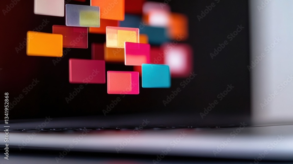 Aufkleber Quantum Digital Branding Immersive Multicolor Holographic Interface Showcasing Innovative Corporate Design Language for Next-Gen Visual Communication Strategies