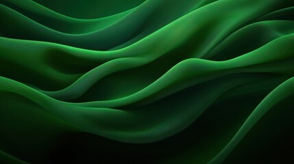 Obraz premium Emerald Green Abstract Waves: A Study in Smooth, Dark, and Luxurious Curves