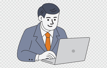 Businessman vector art Illustration Isolated on transparent background and editable stroke