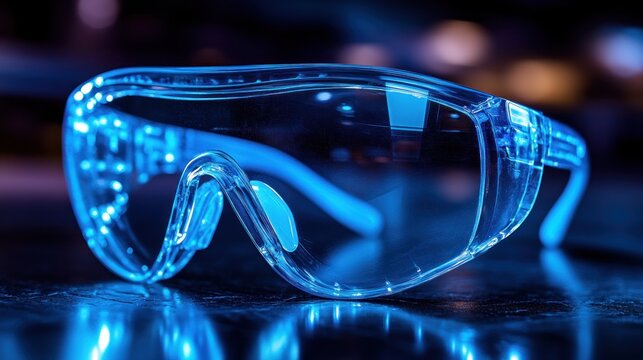 Safety Glasses on Lab Bench, Blue Light