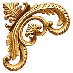 Vintage golden decorative element isolated on a transparent background