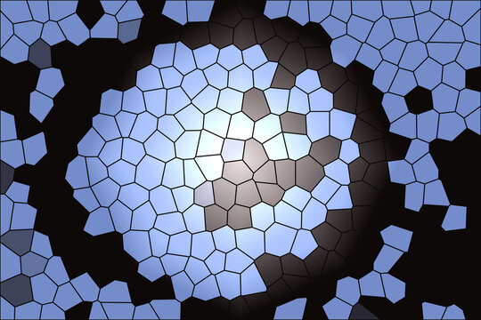 Abstract blue mosaic pattern fading to darkness
