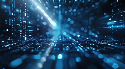 Futuristic Technology Background with Luminous Blue and Silver 3D Hexagonal Tiles