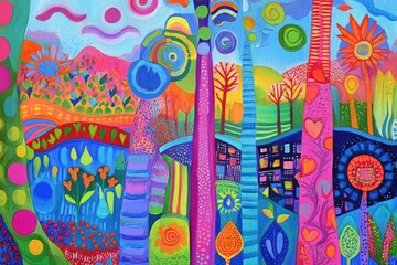 Vivid Abstract Forest Scene