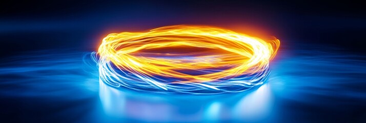Abstract Energy Ring - Glowing blue and orange energy ring abstract background, perfect for technology, science, or mystical themes