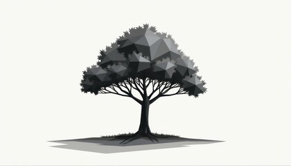 Abstract black and white silhouette of a tree in minimalist style  